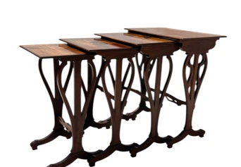 Art Nouveau Set of Four Nesting Tables by Emile Galle Nancy France, 1900s